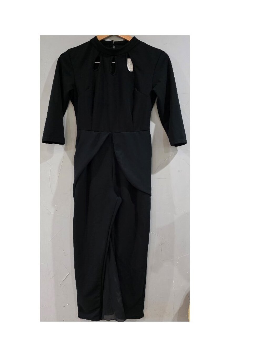 Bttup Elegant Black Cutout Jumpsuit High Low Chiffon Skirt Overlay NWT Size S